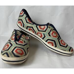 KATE SPADE KEDS Multicolor Geometric Canvas Slip On Shoes Sneakers SZ 7 Womens